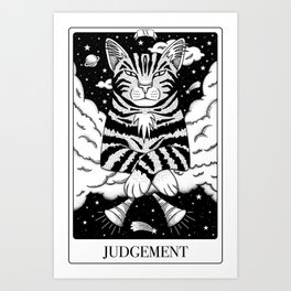 Judgement Tarot Card as a Judgemental Cat  Art Print