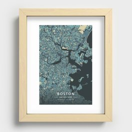 Boston, United States - Cream Blue Recessed Framed Print