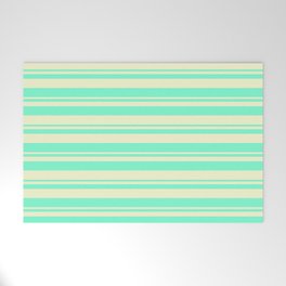 [ Thumbnail: Aquamarine & Light Yellow Colored Lines/Stripes Pattern Welcome Mat ]