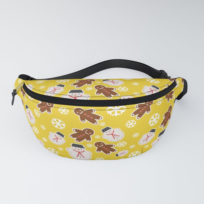 Christmas Pattern Yellow Snowman Gingerbread Fanny Pack