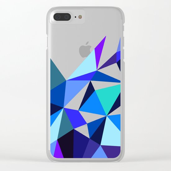 Wooden Geo Blue Clear iPhone Case
