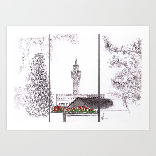 Florence Garden Drawing Art Print