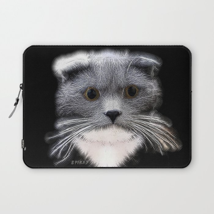 Spiked Grey and White Cat Laptop Sleeve