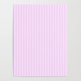 Lilac Pink and White Micro Vintage English Country Cottage Ticking Stripe Poster