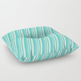 [ Thumbnail: Beige and Turquoise Colored Lines Pattern Floor Pillow ]