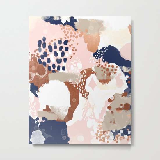 Sonia - rose gold navy copper modern abstract rosegold trendy pattern cell phone accessories Metal Print
