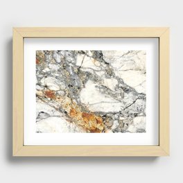 White and Rust Marble Slab Recessed Framed Print