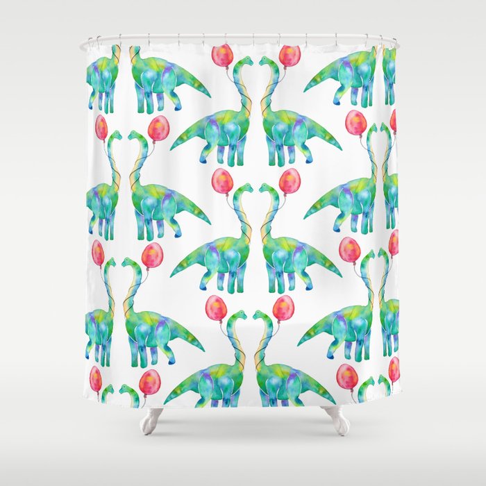 brachiosaurus and balloon pattern Shower Curtain
