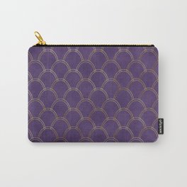 Elegant Purple Gold Watercolor Scallop Pattern Carry-All Pouch