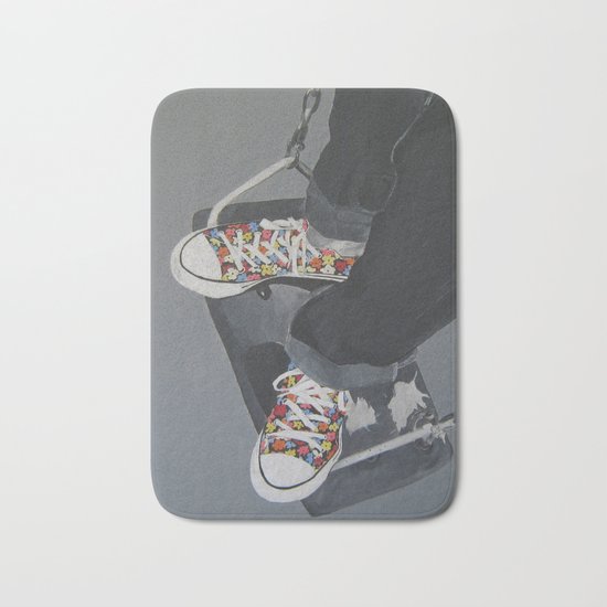 Flowered Converse shoes on a swing Bath Mat