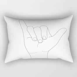 Minimal Line Art Shaka Hand Gesture Rectangular Pillow