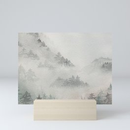 Misty forest watercolor painting Mini Art Print