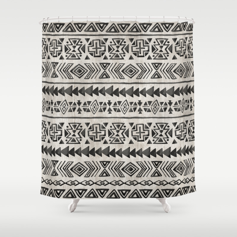 Boho Tribal Black Cream Geometric Print Ink Tribal Decor