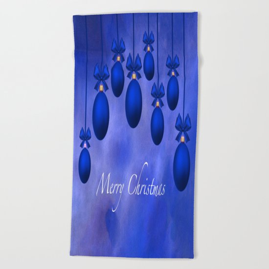 Merry Christmas Ornaments Bows and Ribbons – Blue Beach Towel