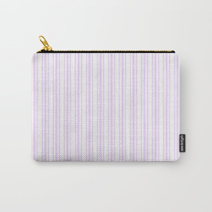 Trendy Large Orchid Lilac Pastel Pale Purple French Mattress Ticking Double Stripes Carry-All Pouch