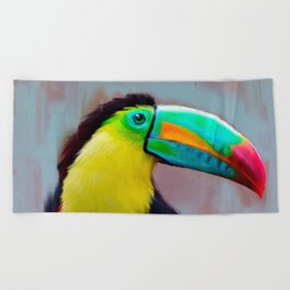 Toucan painting colorful bird - tropical Beach Towel