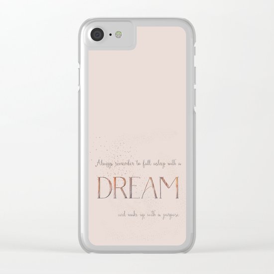 Always remember to fall asleep with a dream - Gold Vintage Glitter Typography Clear iPhone Case