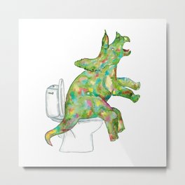  Triceratops in the bathroom dinosaur painting watercolour Metal Print