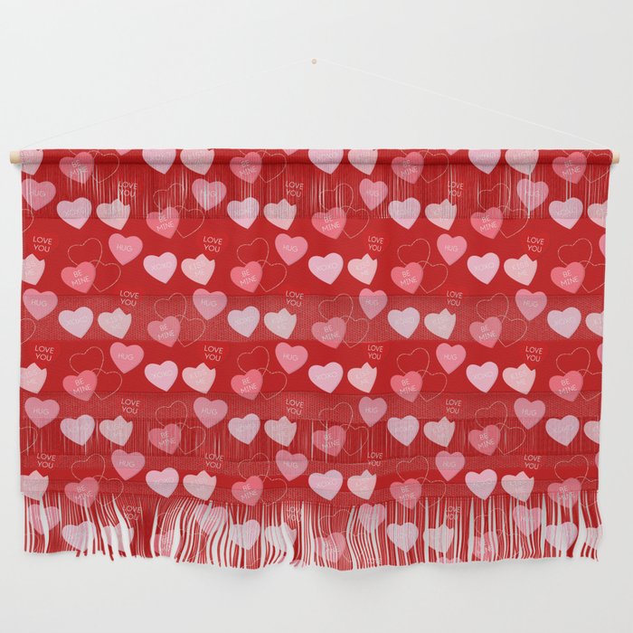 Red Hearts Pattern Wall Hanging