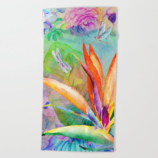Bird of paradise i Beach Towel