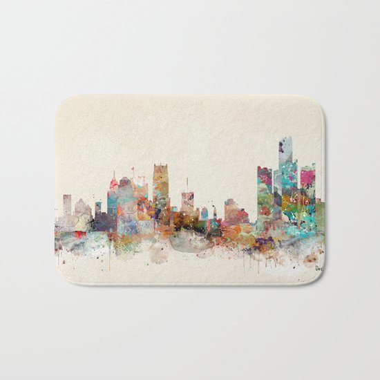detroit michigan skyline Bath Mat