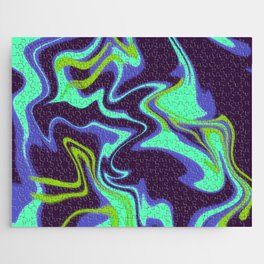 Blue and Green Wavy Grunge Jigsaw Puzzle