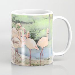 Flamingo Family In Pen And Ink Mug