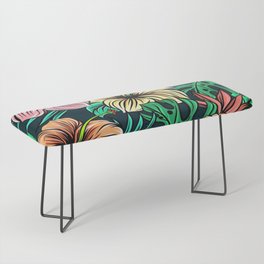 Hawaiian Hibiscus Floral Colorful Pattern Bench