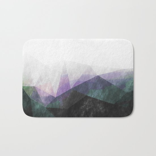 On the mountains- green watercolor - triangle pattern Bath Mat