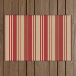 [ Thumbnail: Brown and Tan Colored Lined Pattern Outdoor Rug ]