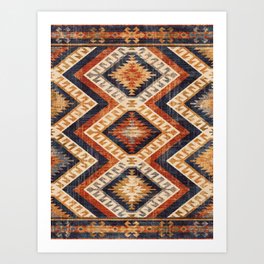 Traditional Vintage Southwestern Handmade Fabric Style Art Print