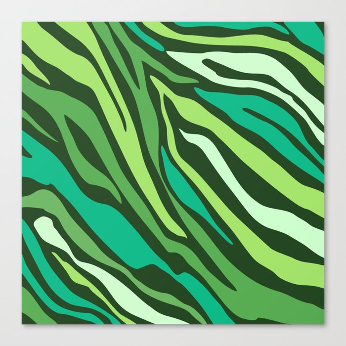 Mid Century Modern Zebra Print Pattern - Green Canvas Print