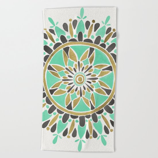 Mint & Gold Mandala Beach Towel
