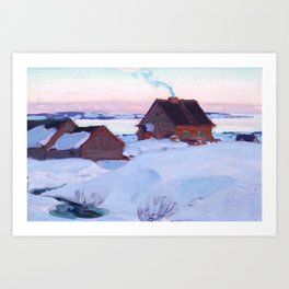 Clarence Gagnon - Ferme de St. Antoine, Baie St. Paul - Canadian Oil Painting - Group of Seven Art Print