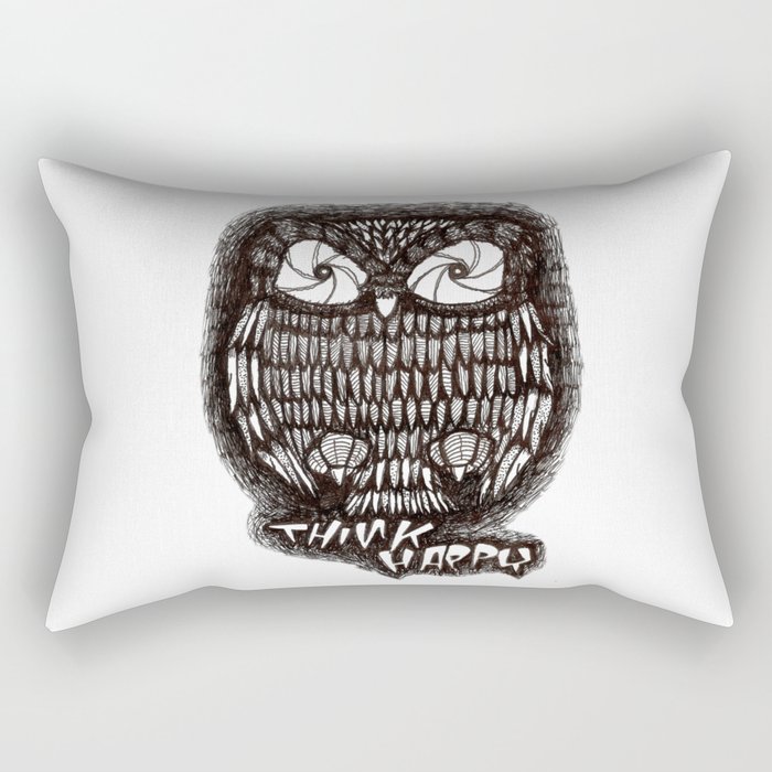 'Think Happy Owl' Rectangular Pillow