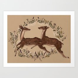 Jumping Deer Art Print