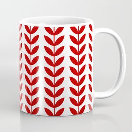 Red Scandinavian leaves pattern Mug