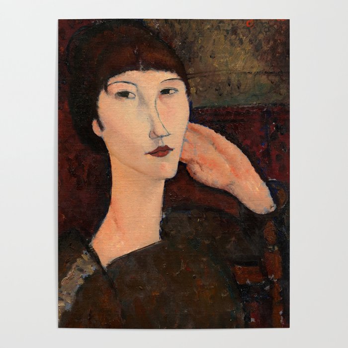 Adrienne, Woman with Bangs, 1917 by Amedeo Modigliani Poster