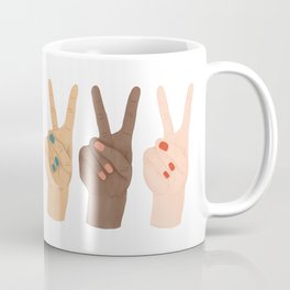 Peace Hands Coffee Mug | Painting, Girl, Peaceout, Deuces, Peaceoutgirlscout, Fingers, Women, Pop Art, Peace, Peacehand 