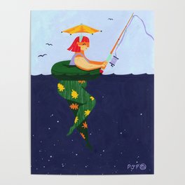 Woman Fishing Poster