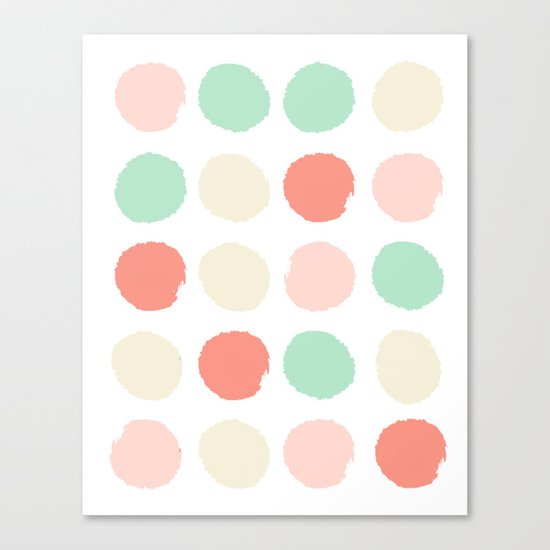 Abstract minimal polka dots pastels painted trendy modern color palette Canvas Print