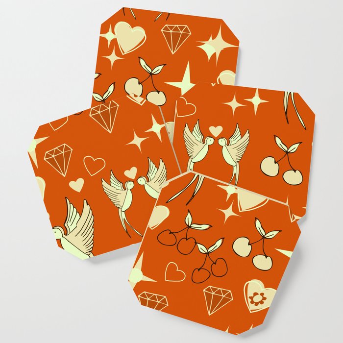 Kitsch Valentine Orange Coaster
