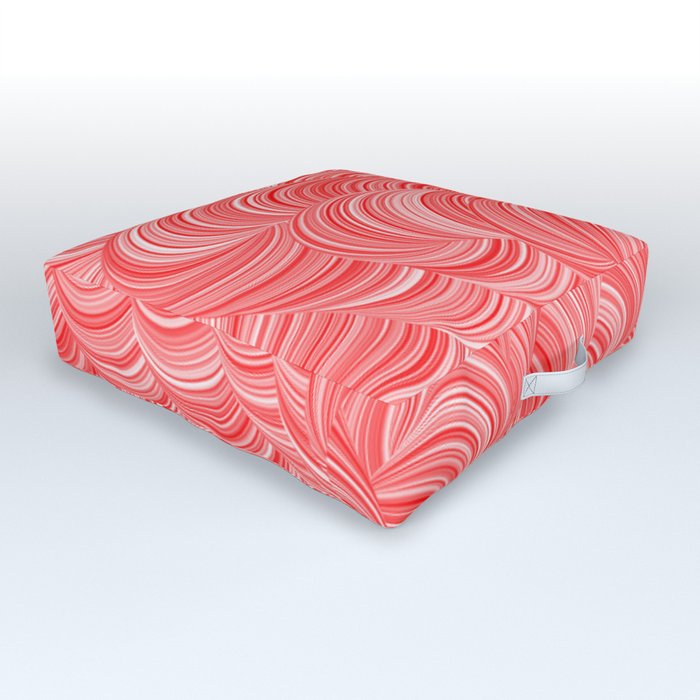 Red and White Swirly Peppermint Abstract Pattern Outdoor Floor Cushion