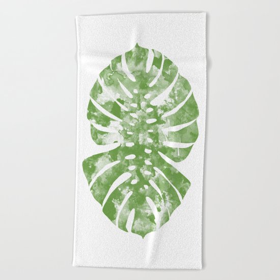 Monstera watercolor Beach Towel