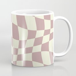 Warped Checkered Pattern (dusty rose pink/cream) Coffee Mug