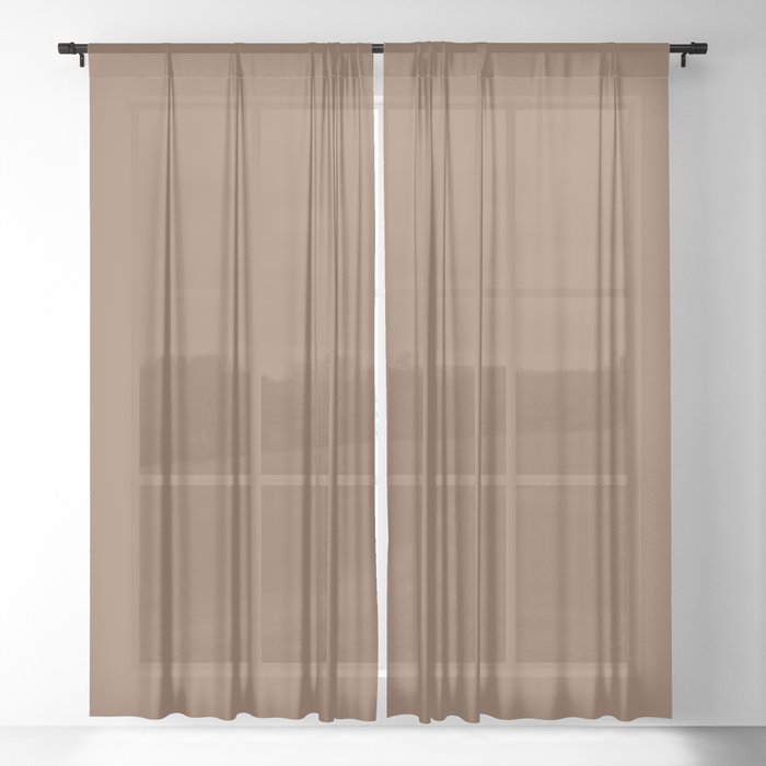 RICH CLAY BROWN SOLID COLOR Sheer Curtain