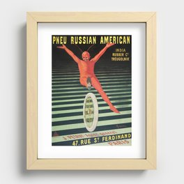 Red Devil On Cycle Pneu Russian American Cappiello Recessed Framed Print