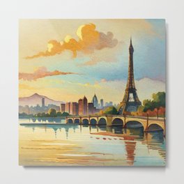 Paris in WaterColor Metal Print