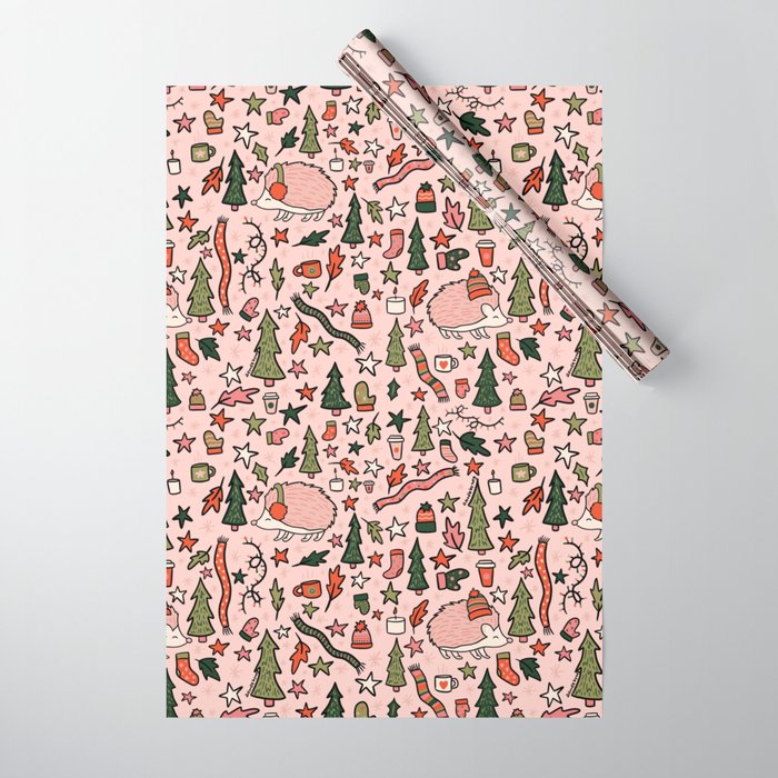 Hedgehog in Winter Print Wrapping Paper