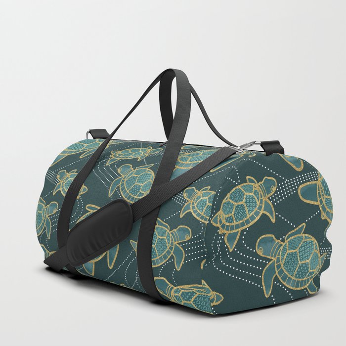 Japanese Pond Turtle / Teal Duffle Bag